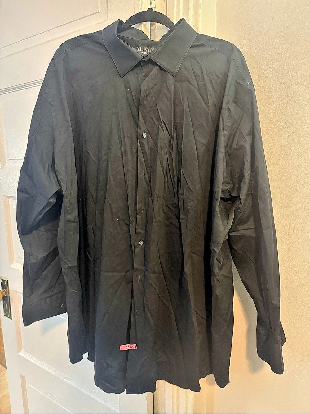 Alfani Regular Fit Solid Dress Shirt Men's Black Size 19 Tall